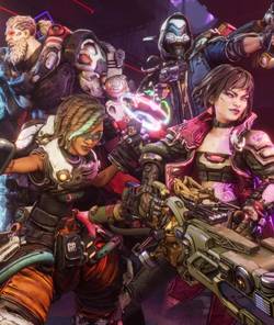borderlands 4 characters holding and firing their guns.