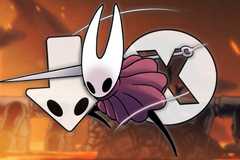 TG Hollow Knight Silksong Hornet over a down arrow and x symbol for downward attack controls.